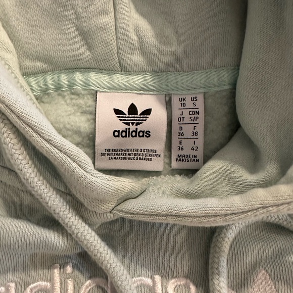 Mint green adidas cropped hooded pullover. - Picture 3 of 7